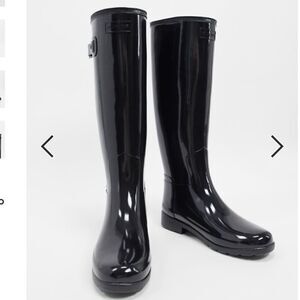 Hunter Original Refined tall wellington boots in black gloss